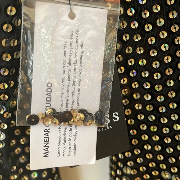 NWT GUESS Black Sequin Long Sleeve Mini Dress Size Medium - Picture 4 of 7